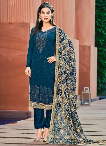 Navy Blue Colour Vouch Naari 4 Georgette Designer Fancy Festive Wear Salwar Suit Collection 931